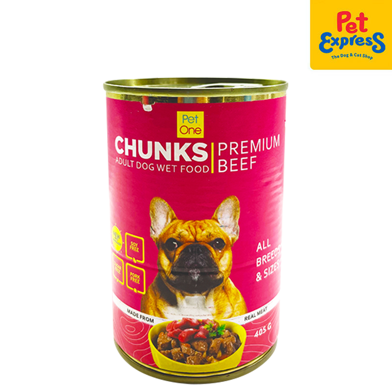 Pet One Adult Chunks Premium Beef Wet Dog Food 405g Pet Express