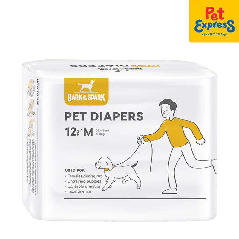 Bark and Spark Female Diaper 12s Medium Pet Express