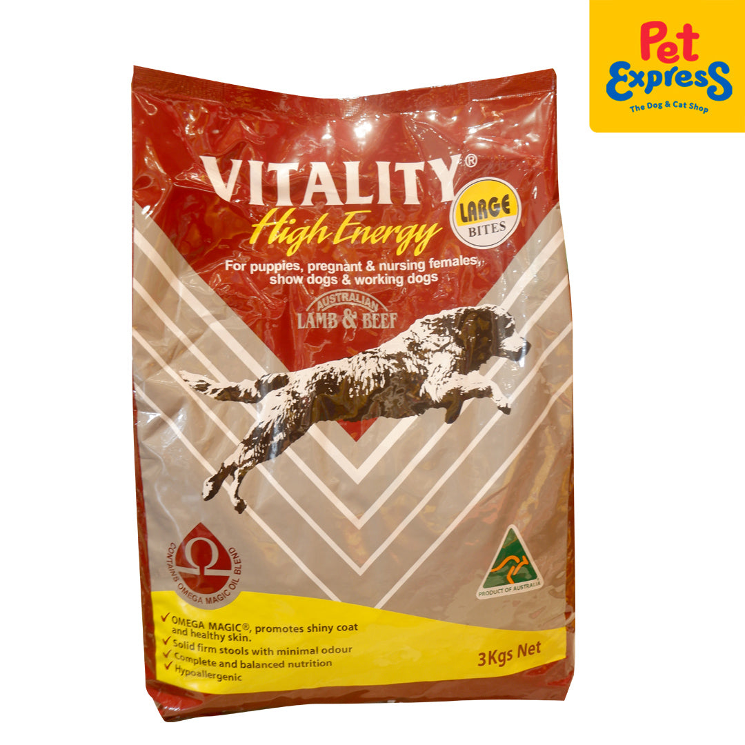 Vitality High Energy Large Breed Dry Dog Food 3kg Pet Express