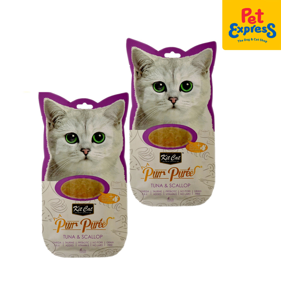 Kit Cat Purr Purees Tuna Scallop 4x15g 2 packs Pet Express