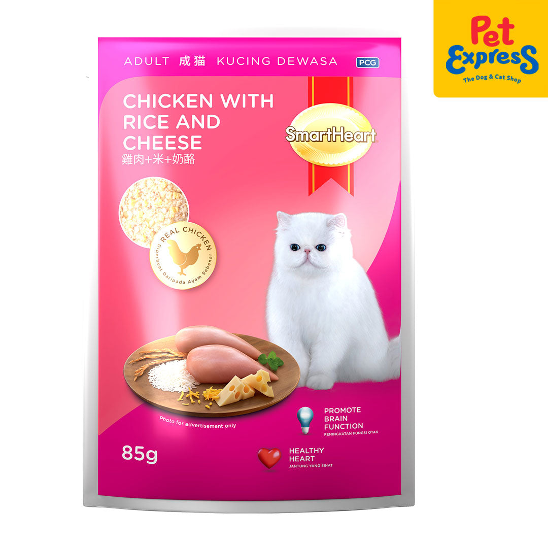 SmartHeart Adult Chicken with Rice and Cheese Wet Cat Food 85g 12