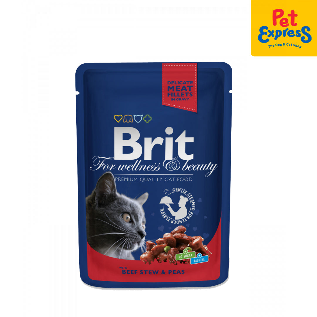 Brit Premium Beef Stew and Peas Wet Cat Food 100g 24 pouches