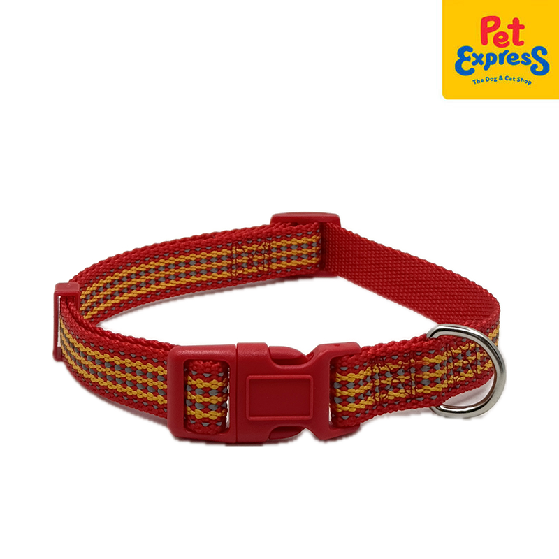 Lucky Dog Reflective 20m Dog Collar Medium Red