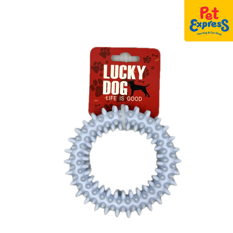 Luckydog Spiky Ring Dog Toy Blue