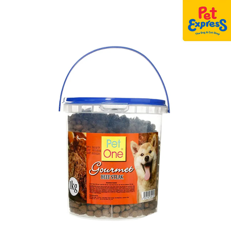 Pet One Pail Gourmet Beef Steak Dry Dog Food 1kg