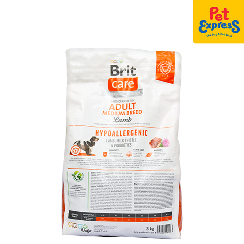 Brit Care Hypoallergenic Adult Medium Breed Lamb Dry Dog Food 3kg