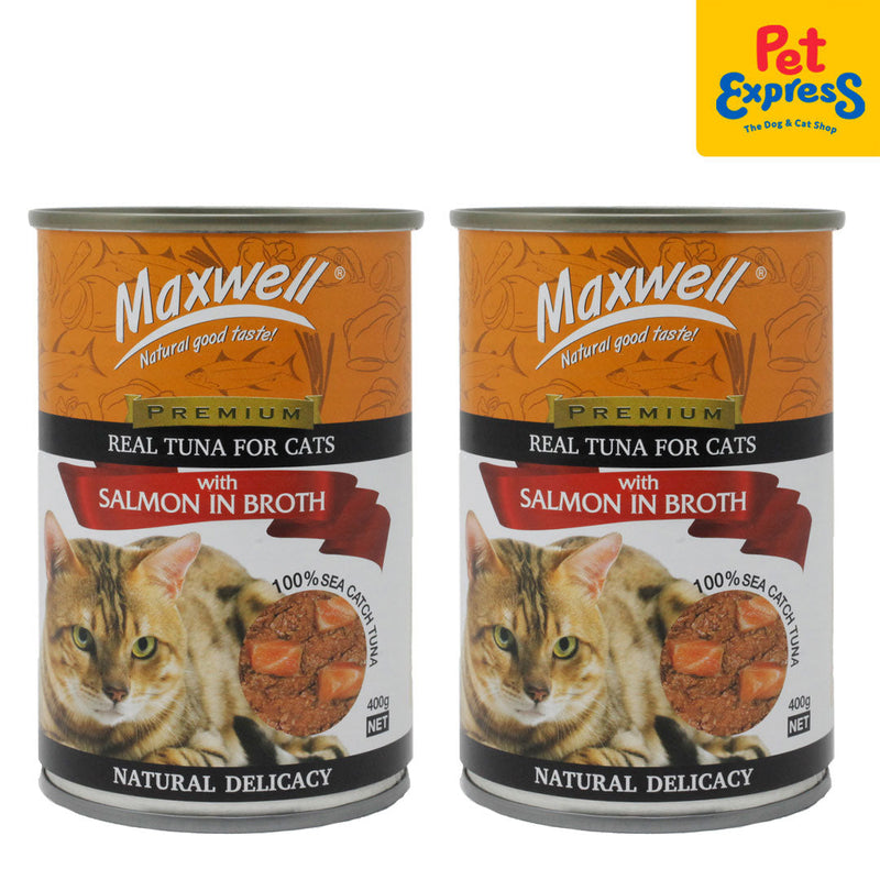 Maxwell Premium Real Tuna with Salmon in Broth Wet Cat Food 400g (2 cans)