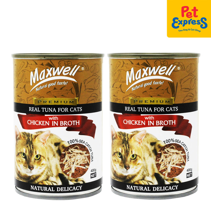 Maxwell Premium Real Tuna with Chicken in Broth Wet Cat Food 400g (2 cans)