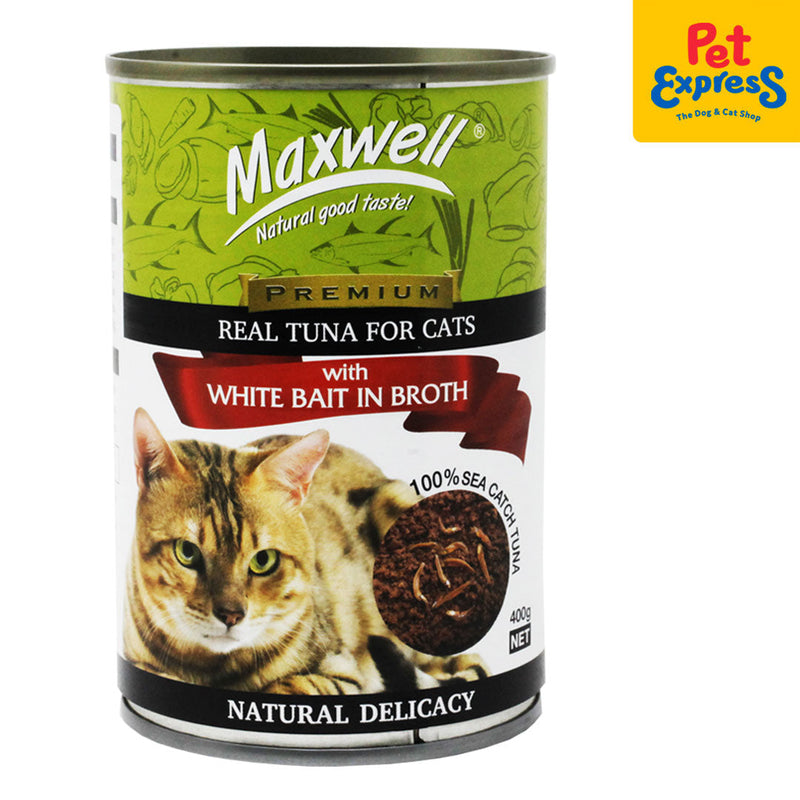 Maxwell Premium Real Tuna with White Bait in Broth Wet Cat Food 400g (2 cans)