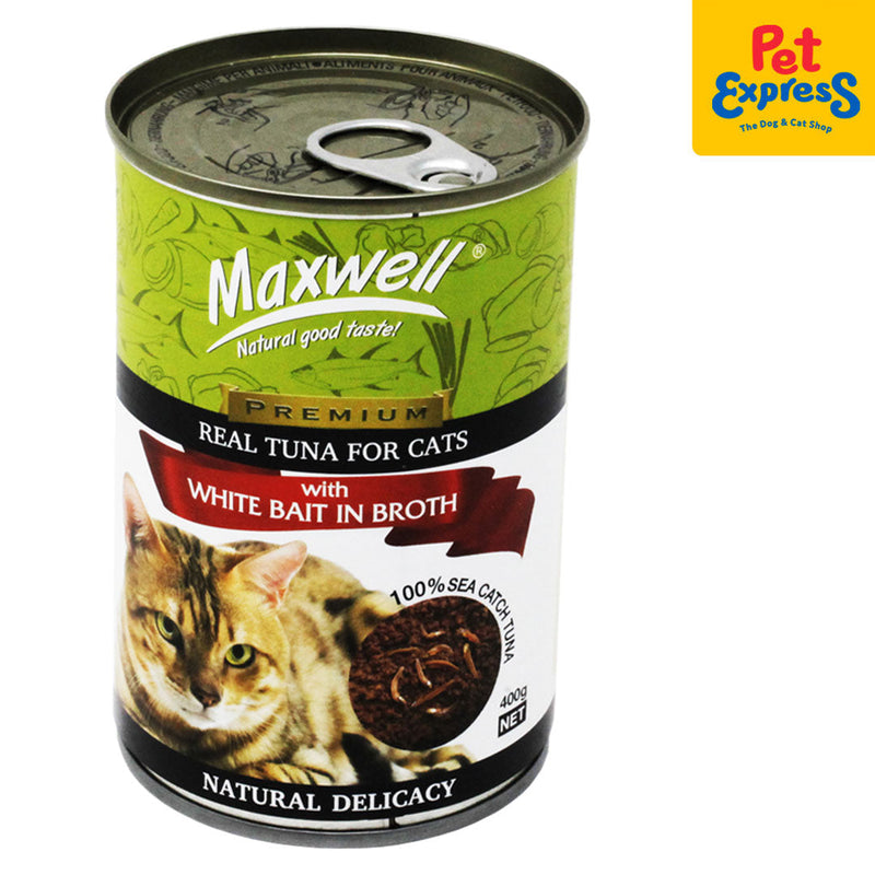 Maxwell Premium Real Tuna with White Bait in Broth Wet Cat Food 400g (2 cans)