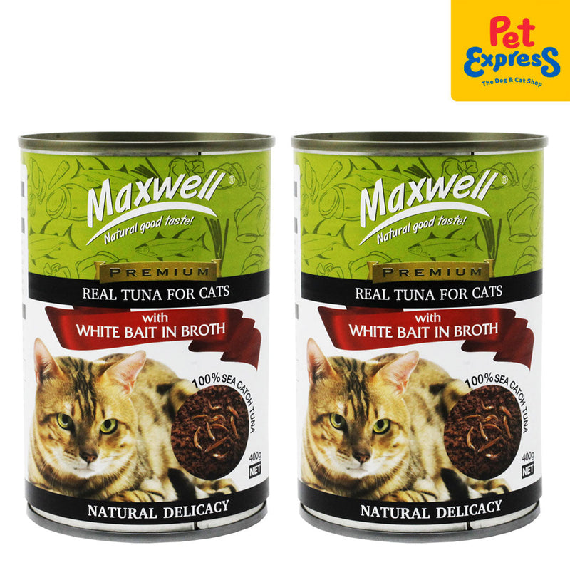 Maxwell Premium Real Tuna with White Bait in Broth Wet Cat Food 400g (2 cans)