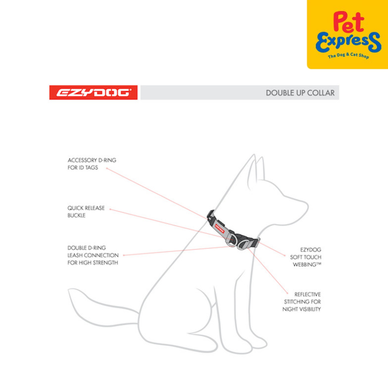 EzyDog Double Up Dog Collar Small Denim