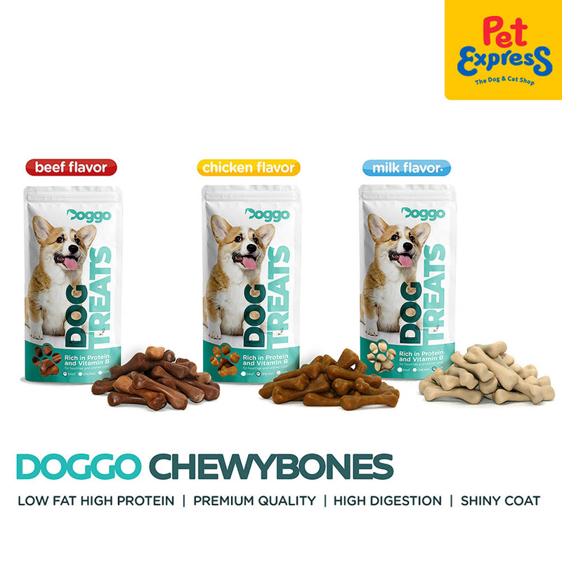 Doggo Chewy Bones Dog Treats Mini Pouch 80g