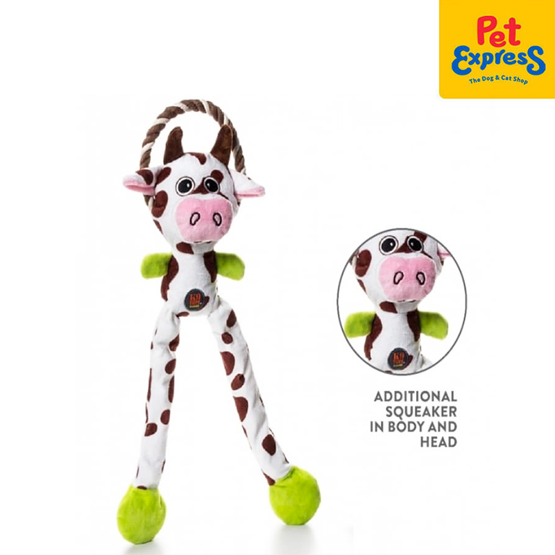 Petstages Charming Pet Thunda Tugga Leggy Cow Dog Toy