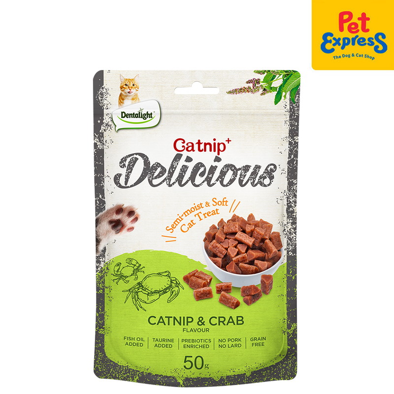 Dentalight Catnip+ Delicious Crab Cat Treats 50g