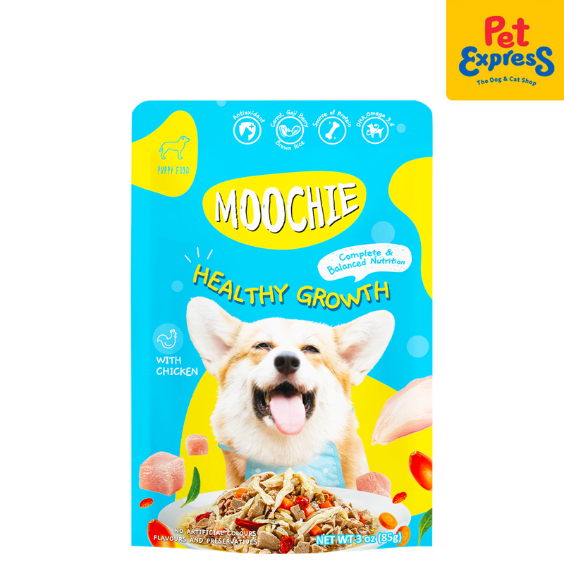 Moochie Puppy Small Breed Healthy Growth Chicken Wet Dog Food 85g 12 pouches