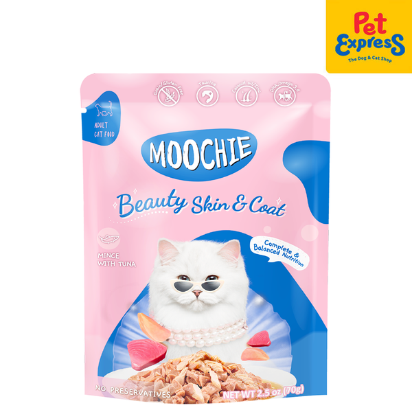 Moochie Adult Beauty Skin and Coat Tuna Wet Cat Food 70g 12 pouches