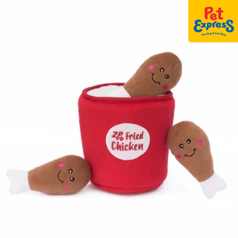 Zippy Paws Burrow Chicken Bucket Plush Dog Toy