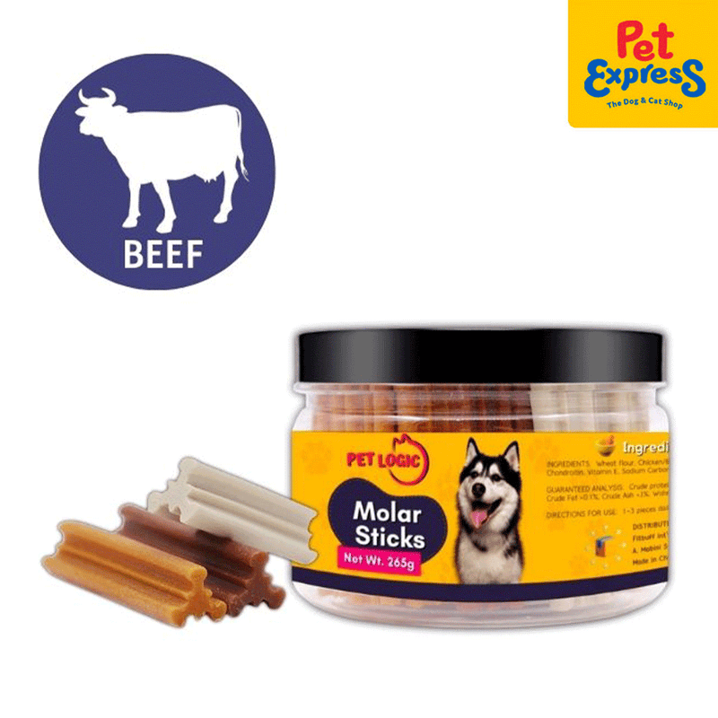 Pet Logic Molar Sticks Beef Dog Treats 265g