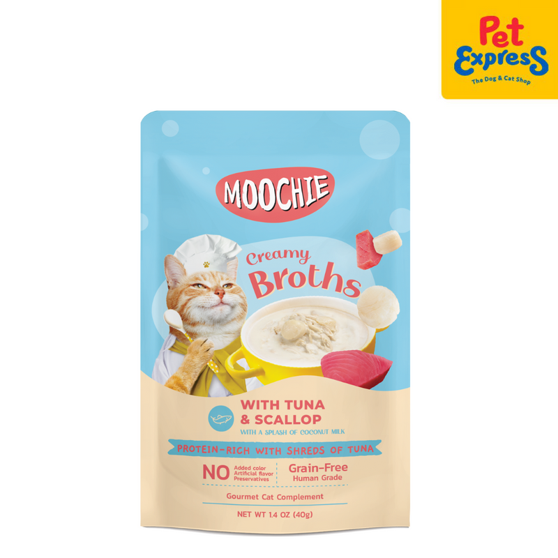 Moochie Creamy Broths Tuna Scallop Wet Cat Food 40g (12 pouches)