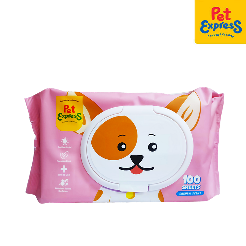 Pet Express Pet Wipes Sakura Scent for Dogs and Cats 100s