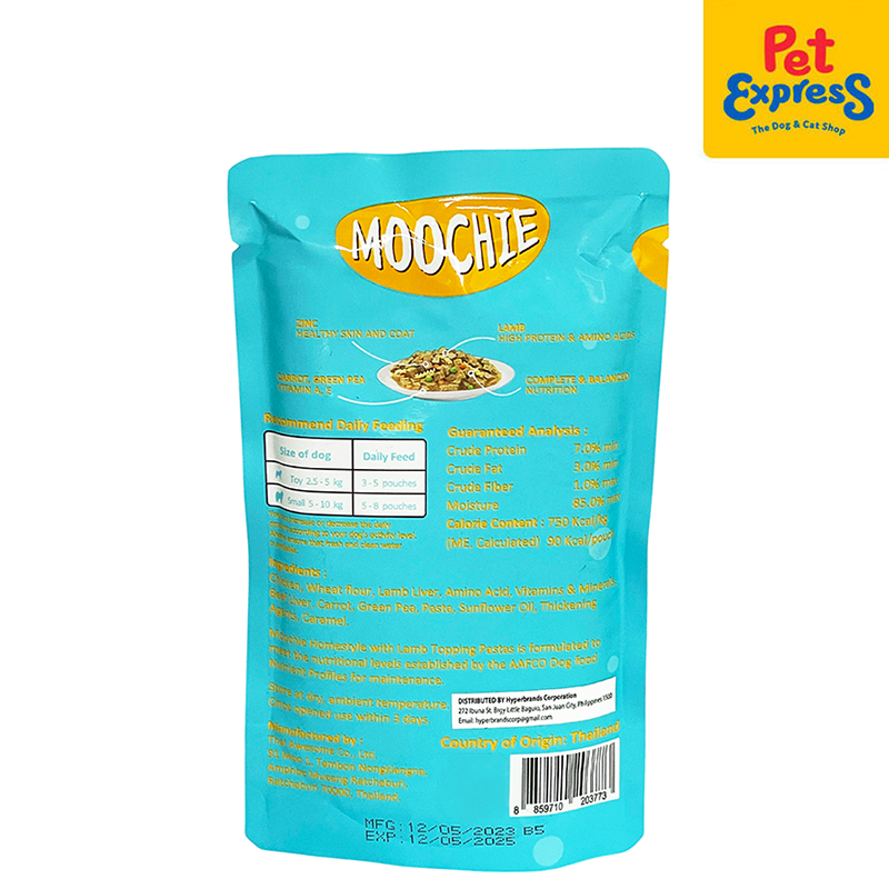 Moochie Adult Homestyle Lamb and Pasta Wet Dog Food 120g (12 pouches)