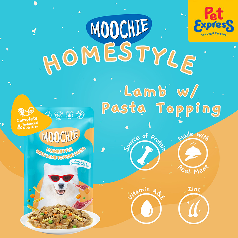 Moochie Adult Homestyle Lamb and Pasta Wet Dog Food 120g (12 pouches)