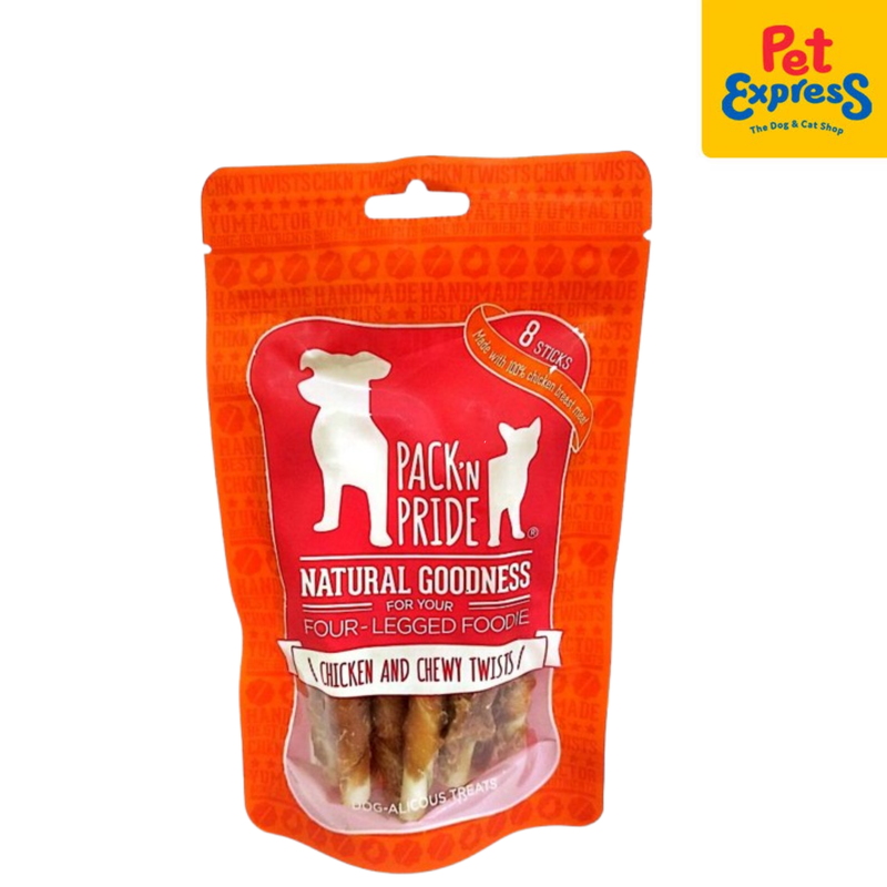 Pack N Pride Rawhide Twist Chicken Dog Treats 90g