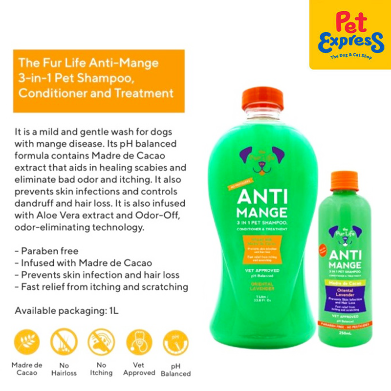 The Fur Life Anti Mange 3-in-1 Pet Shampoo, Conditioner and Treatment 1L