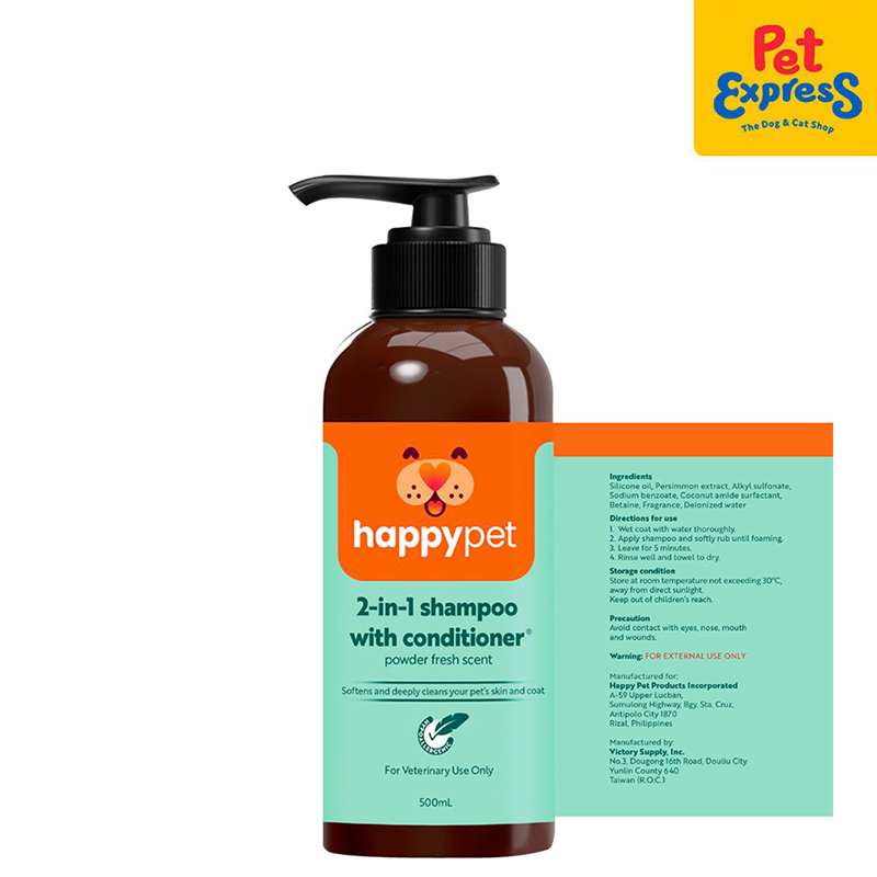 Happy Pet 2-in-1 Powder Fresh Scent Pet Shampoo and Conditioner 500ml