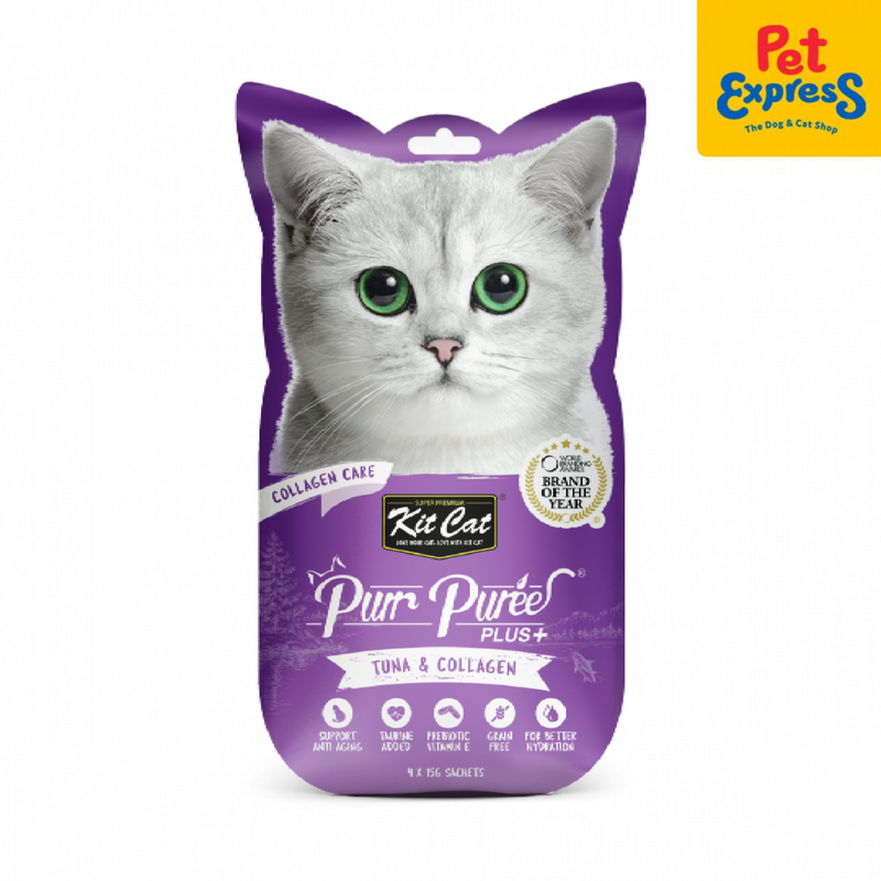 Kit Cat Purr Puree Plus Tuna and Collagen (Collagen Care) Cat Treats 4x15g