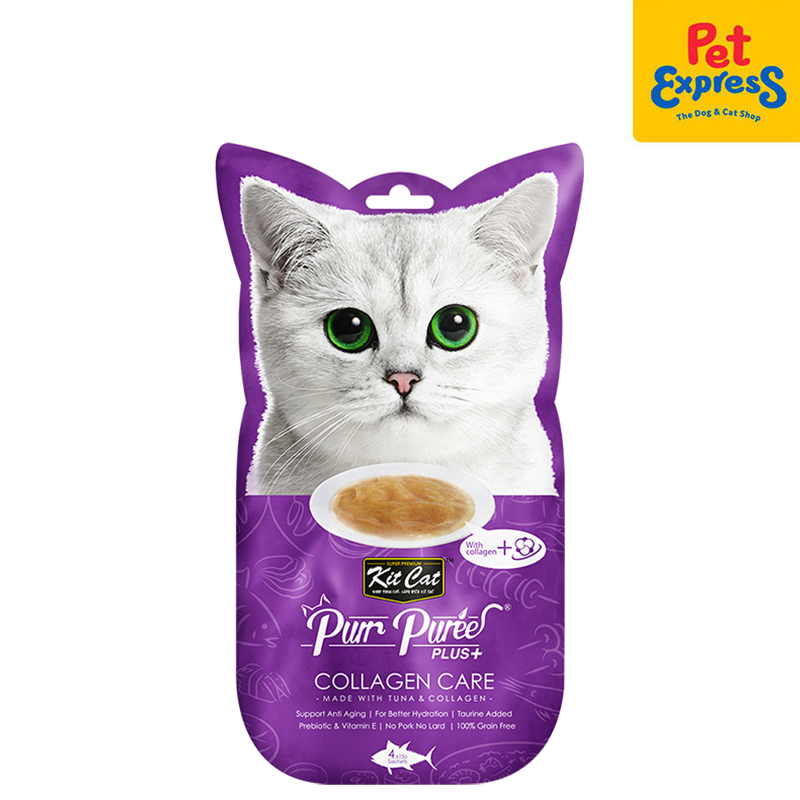 Kit Cat Purr Puree Plus Tuna and Collagen (Collagen Care) Cat Treats 4x15g