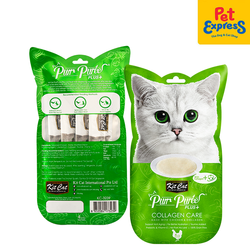 Kit Cat Purr Puree Plus Chicken and Collagen (Collagen Care) Cat Treats 4x15g