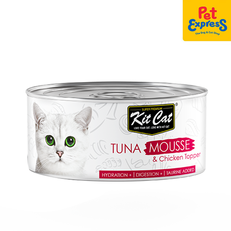 Kit Cat Tuna Mousse with Chicken Topper Wet Cat Food 80g (6 cans)