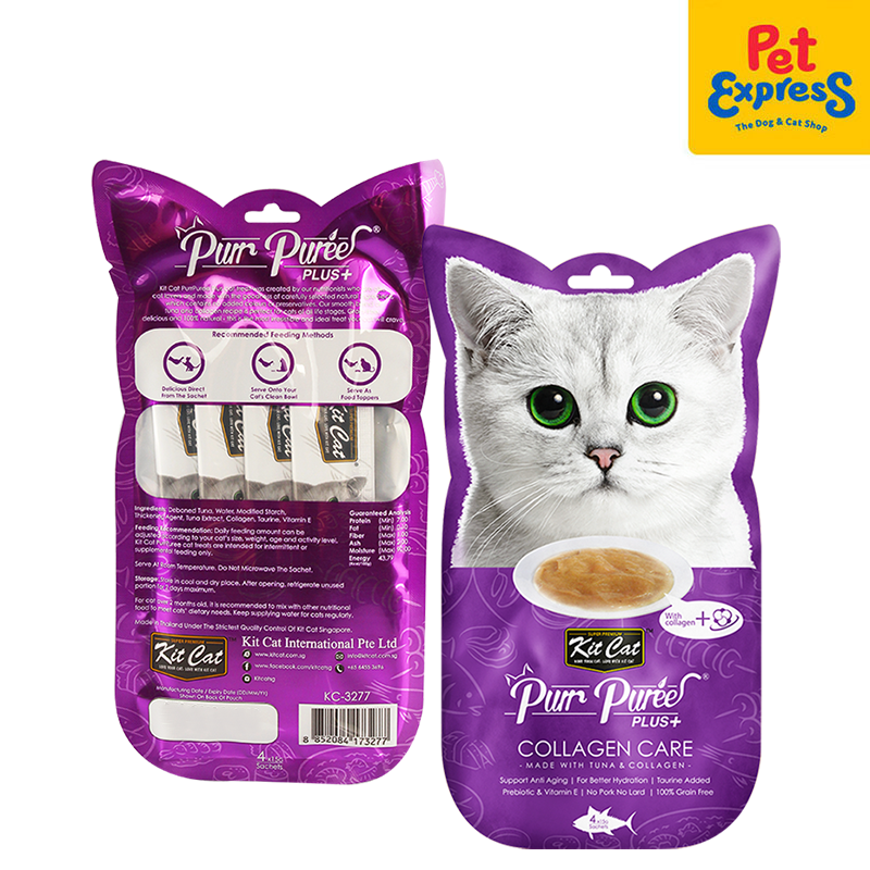 Kit Cat Purr Puree Plus Tuna and Collagen (Collagen Care) Cat Treats 4x15g