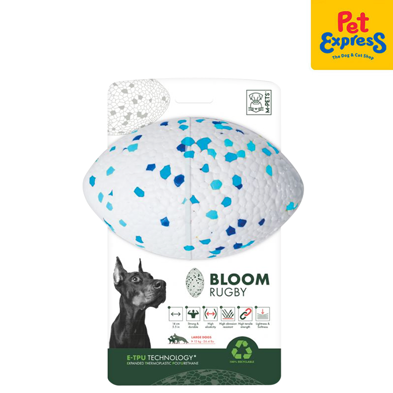 M-Pets Bloom Rugby Dog Toy Blue White