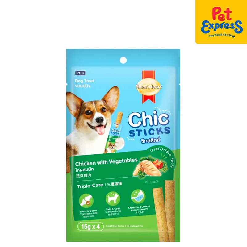 SmartHeart Chic Sticks Chicken with Vegetables Dog Treats 15gx4