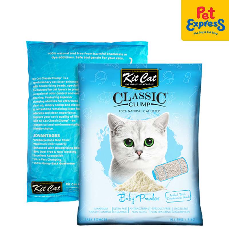 Kit Cat Classic Clump Baby Powder Cat Litter 10L