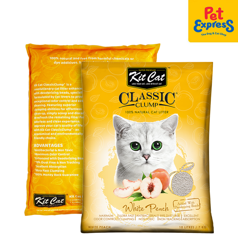 Kit Cat Classic Clump White Peach Cat Litter 10L