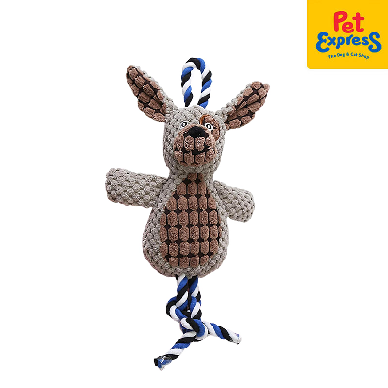 Approved Plush Brown Bunny with Rope Dog Toy