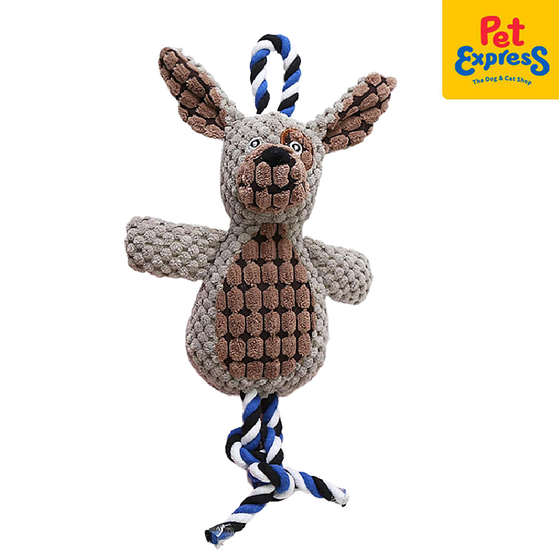 Approved Plush Brown Bunny with Rope Dog Toy