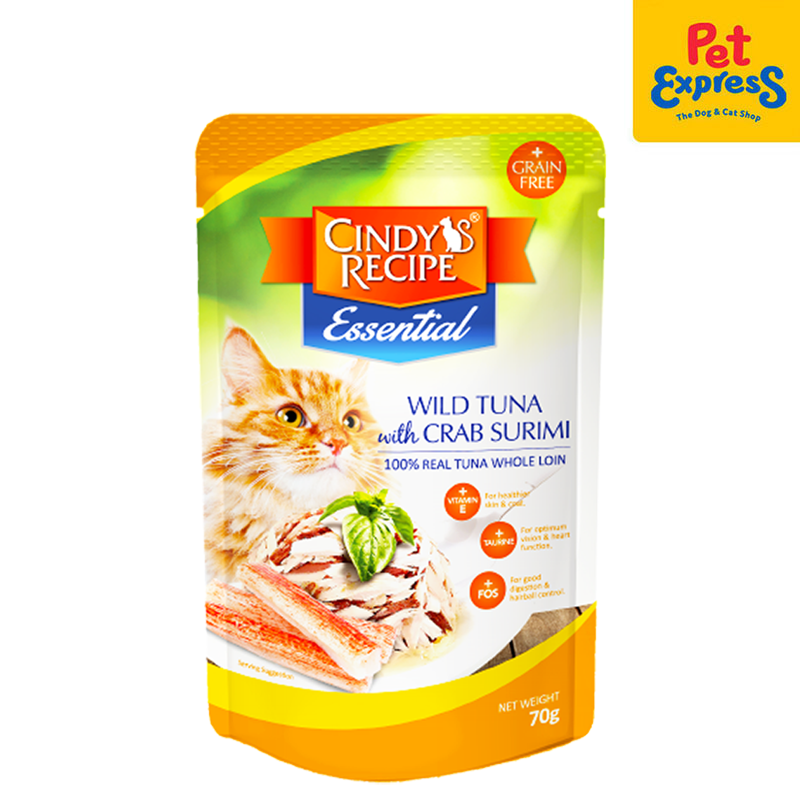 Cindy's Recipe Essential Wild Tuna with Crab Surimi Wet Cat Food 70g (12 pouches)