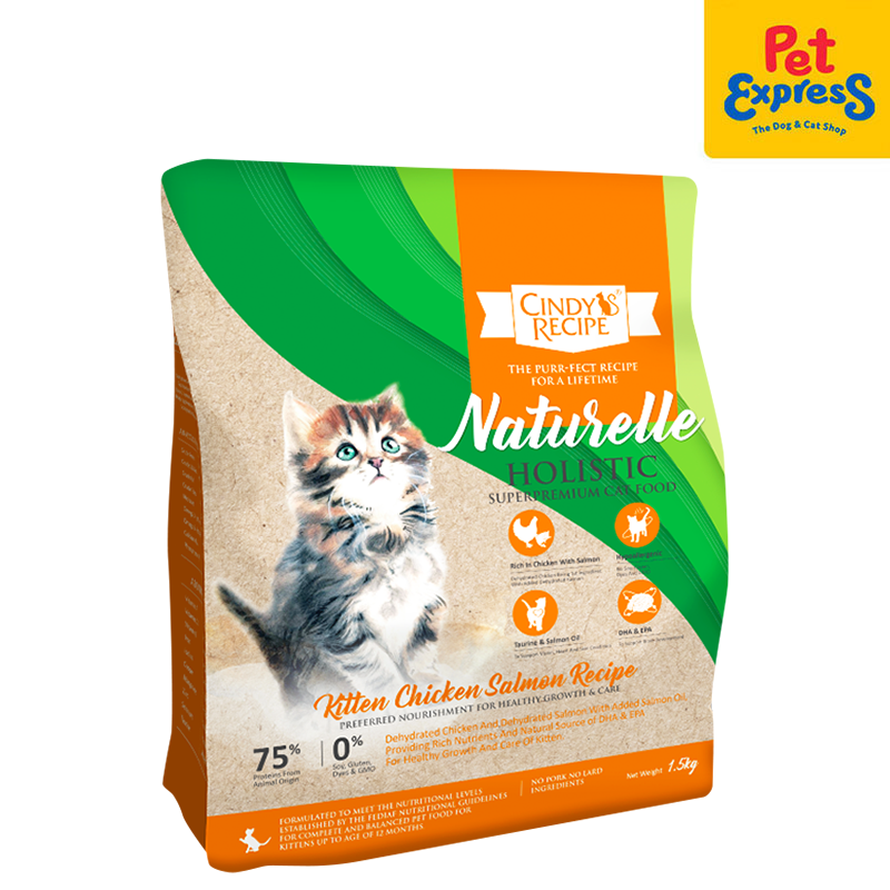 Cindy's Recipe Naturelle Holistic Kitten Chicken Salmon Dry Cat Food 1.5kg