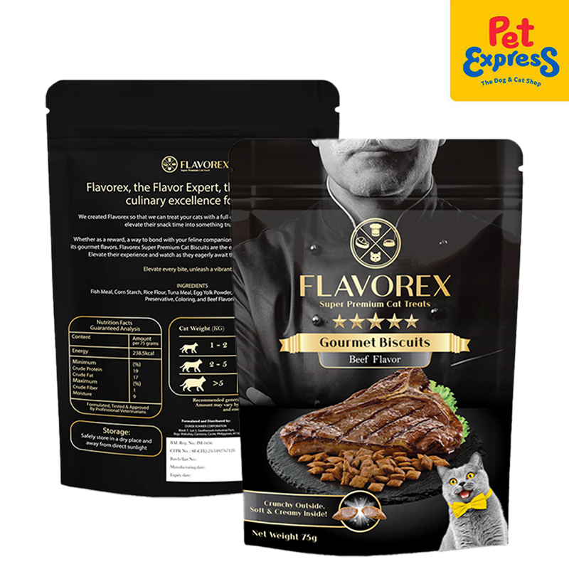 Flavorex Gourmet Biscuits Beef Cat Treats 75g