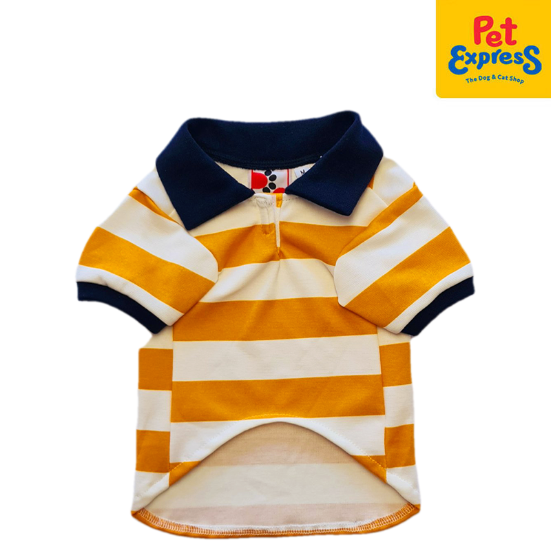 Pawsh Couture Toby Polo Stripes Dog Apparel Medium Mustard