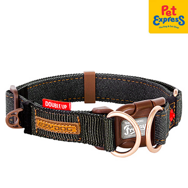 EzyDog Double Up Dog Collar Large Black Denim Pet Express