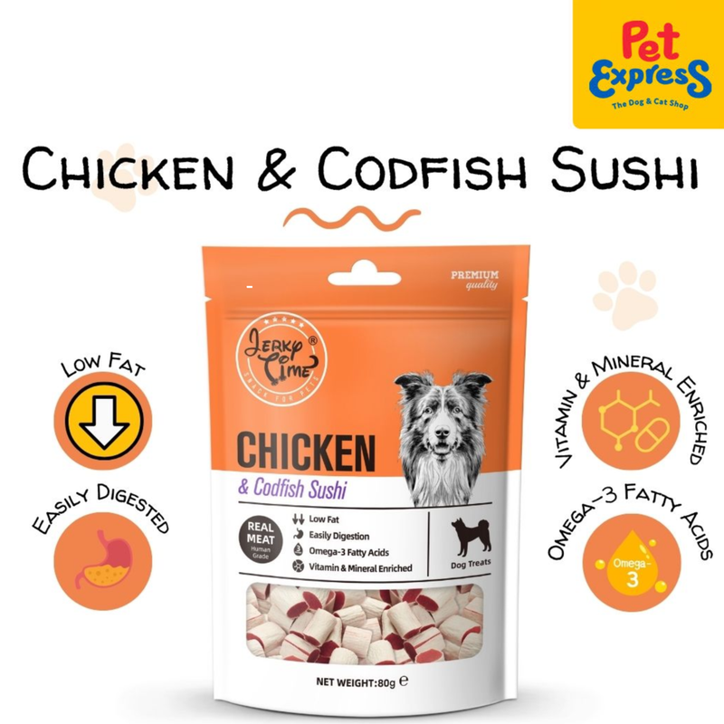 Jerky Time Chicken and Codfish Sushi Dog Treats 80g