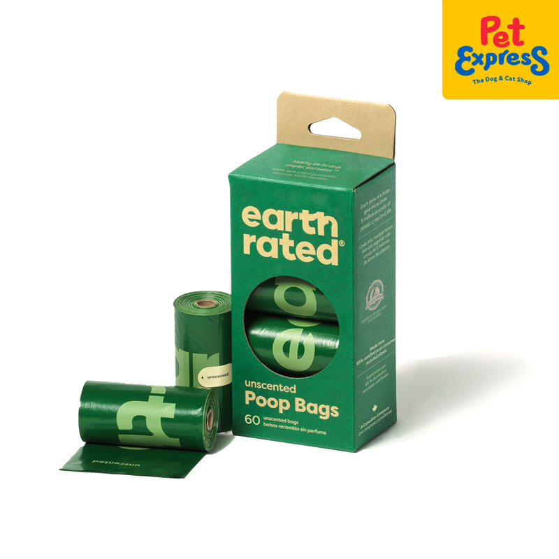 Earth Rated Poop Bags Refill Rolls Unscented 60s 9"x13"