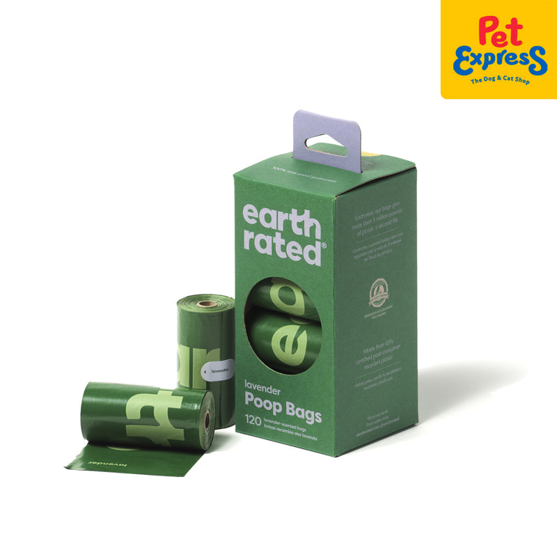 Earth Rated Poop Bags Refill Rolls Lavender 120s 9"x13"