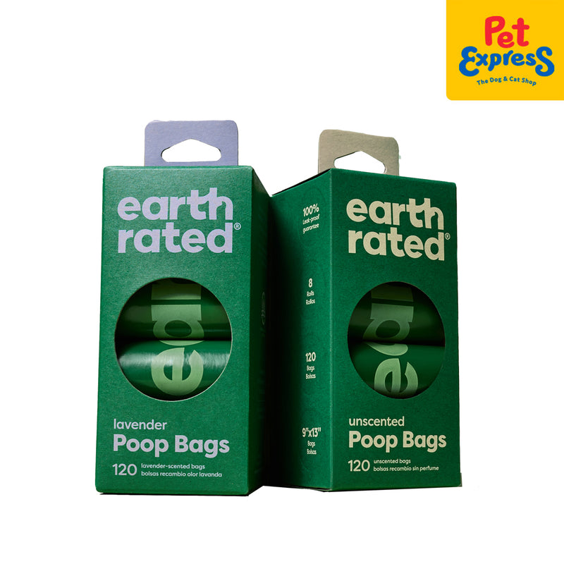 Earth Rated Poop Bags Refill Rolls Lavender 120s 9"x13"